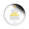 Zilveren Happy Birthday munt met verjaardagsverpakking